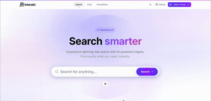 Demo of AI-powered search understanding natural language queries and returning rich results